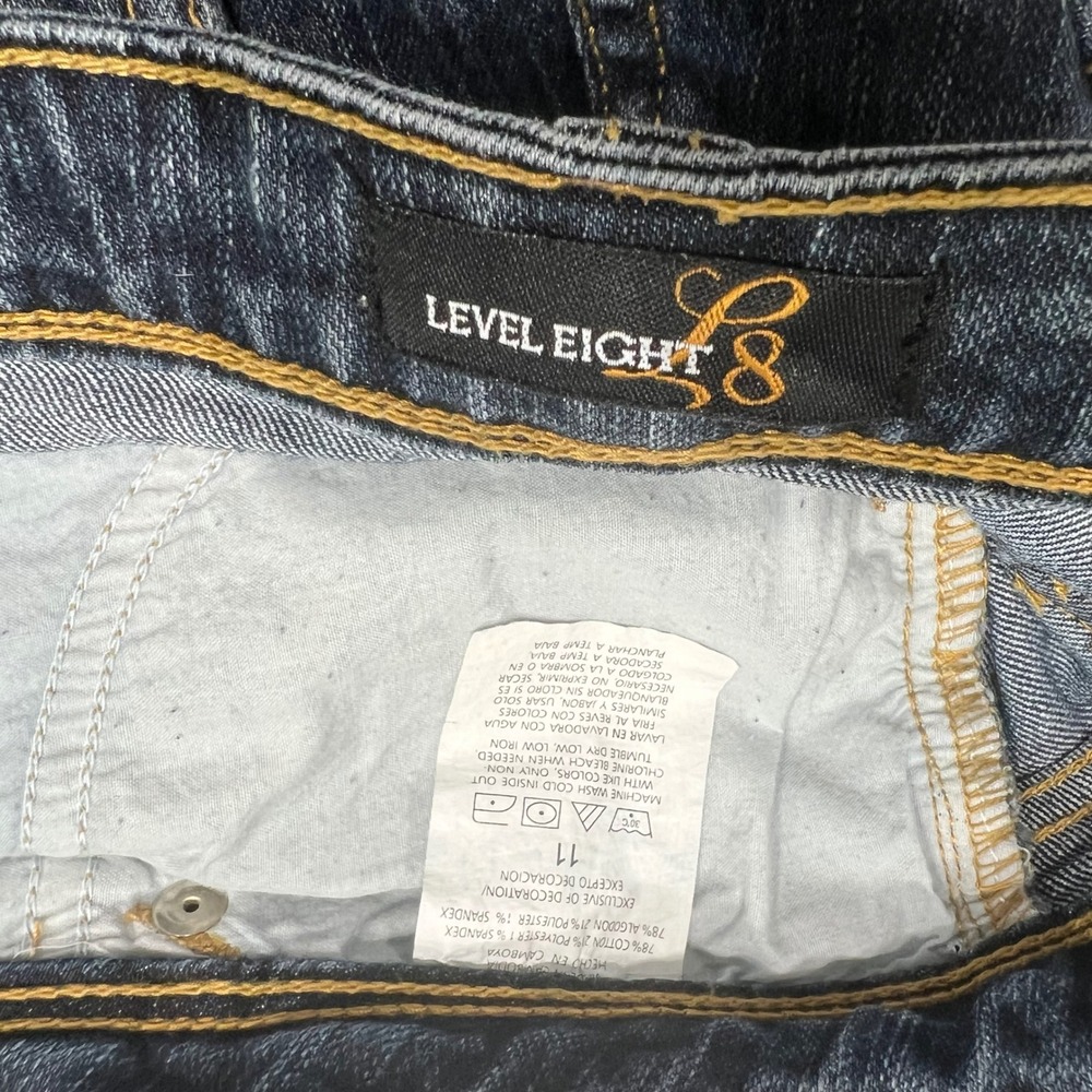Level Eight Womens Dark Wash Straight Leg Jeans Size 11 Stretch Denim